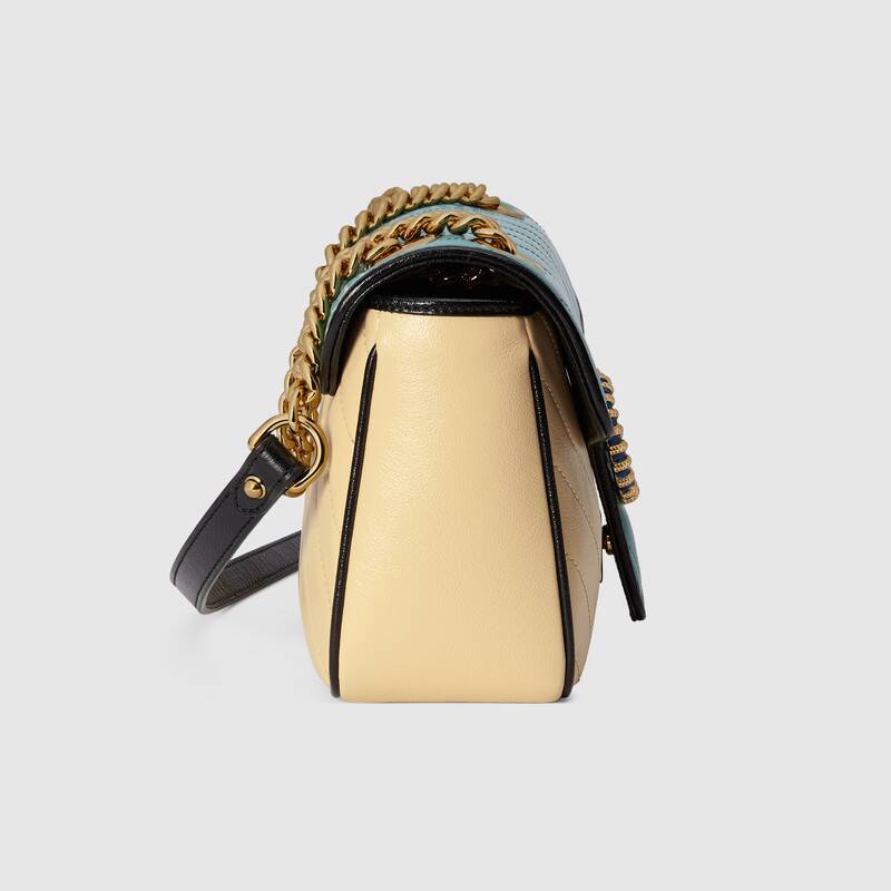 Gucci GG Marmont Small Matelasse Shoulder Bag 443497 Pastel blue and butter